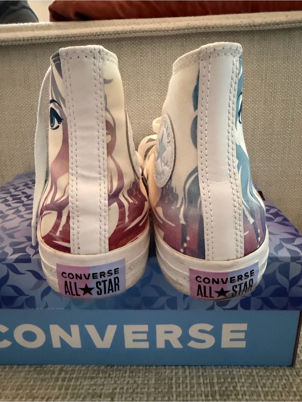 Converse Frozen II High-Top Sneakers - White with Blue and Pink Frozen Artwork - Picture 2 of 3